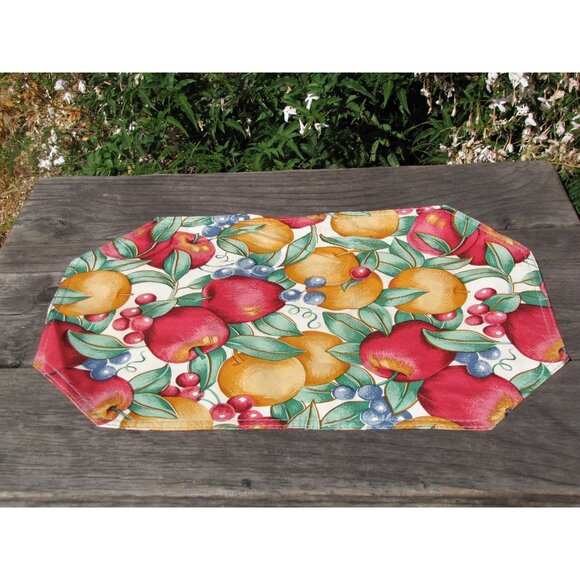 Fall Harvest Vinyl Placemats Fruit Apples Colorful Washable 4 piece - Picture 4 of 7